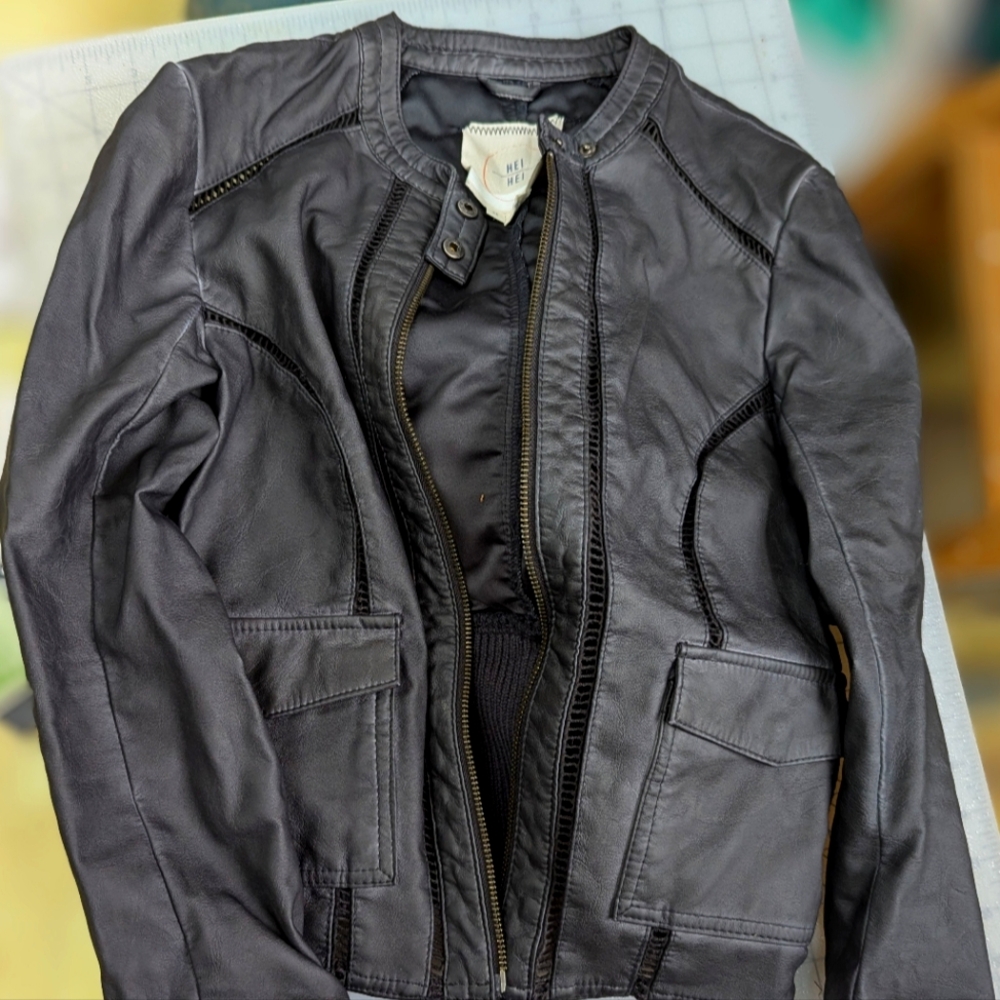 Vegan leather motorcycle jacket